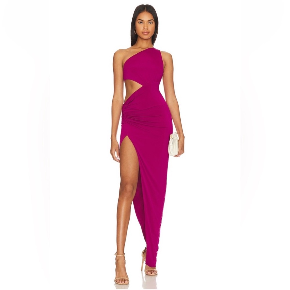 Katie May Pink Asymmetrical One Shoulder Cocktail Dress